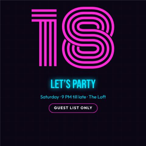 A party invitation in the Neon colourway